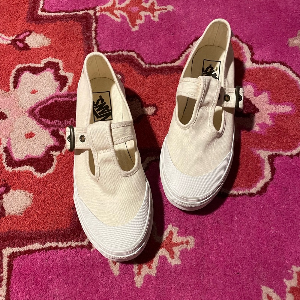 Vans Cream and White Women's Mary Jane Sneakers